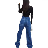 Wide Straight Leg High Waist Denim Pants